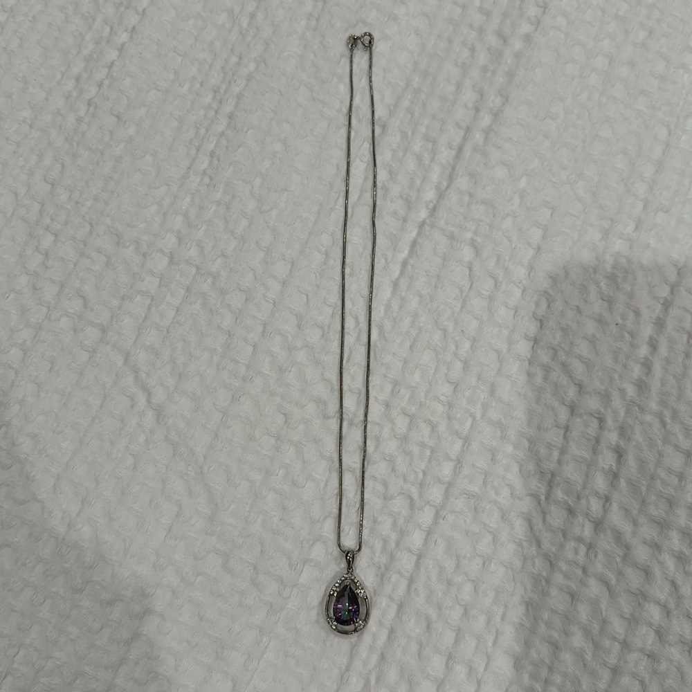 Purple gem sterling silver pendant necklace - Picture 7 of 7